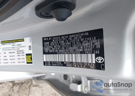 2020 Toyota Corolla Le из США, поврежденный, VIN 5YFEPRAEXLP054593